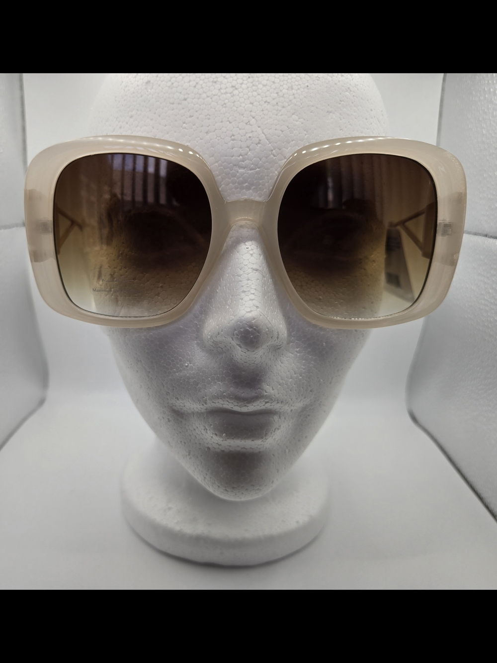 Nicole Miller Frosty Cream Oversized Square Women's Sunglasses Chic Boss Mom